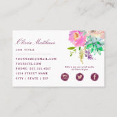 Bloeiende Chic Mint & Blush Bloemen Sociale Media Visitekaartje (Achterkant)