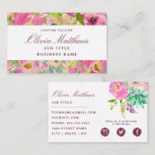Bloeiende Chic Mint & Blush Bloemen Sociale Media Visitekaartje (Voorkant / Achterkant)