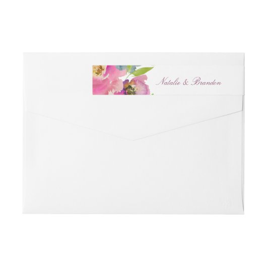 Bloeiende Chic Mint & Blush Bloemige Trouwmonogram (Achterkant)