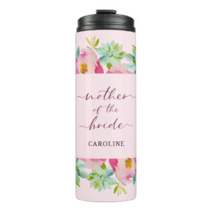 Bloeiende Chic Mint & Blush Moeder van de Bruid Thermosbeker