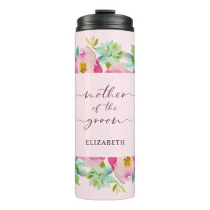 Bloeiende Chic Mint & Blush Moeder van de Bruidego Thermosbeker