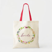 Bloeiende Chic Mint & Perzik Waterverf Bloemenbrui Tote Bag (Voorkant)