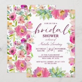 Bloeiende Chic Roze Bloemen Bruiloft Vrijgezellenf Kaart