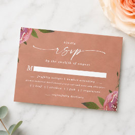 Bloeiende Chic Rustieke Perzik Maaltijdkeuze RSVP Kaartje