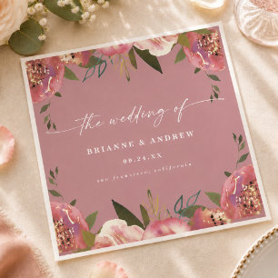 Bloeiende Chic Wilde Roos Roze Bloemige Bruiloft Servet