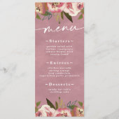 Bloeiende Chic Wilde Roos Roze Bruiloft Menu (Voorkant)