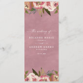 Bloeiende Chic Wilde Roos Roze Bruiloft Menu (Achterkant)