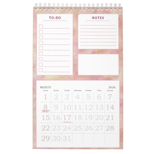 Bloeiende chique bloemen persoonlijke maandelijkse kalender (Mar 2026)