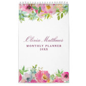 Bloeiende chique bloemen persoonlijke maandelijkse kalender (Hoes)