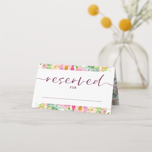Bloeiende Chique Floral Gereserveerde Zitplaatsen  Plaatskaartje (Voorkant)