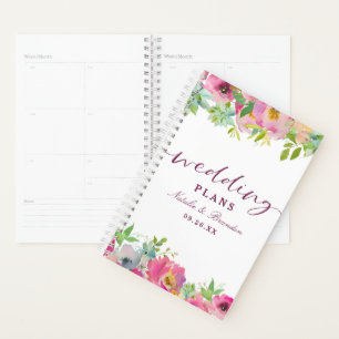 Bloeiende Chique Mint & Blush Bloemen Bruiloft Pla Planner