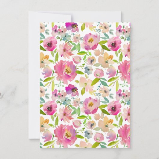 Bloeiende Chique Mint & Blush Bloemen Hexagon Brui Kaart (Achterkant)