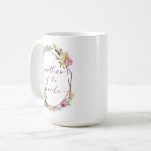 Bloeiende Chique Mint & Blush Moeder van de Bruid Koffiemok (Voorkant links)