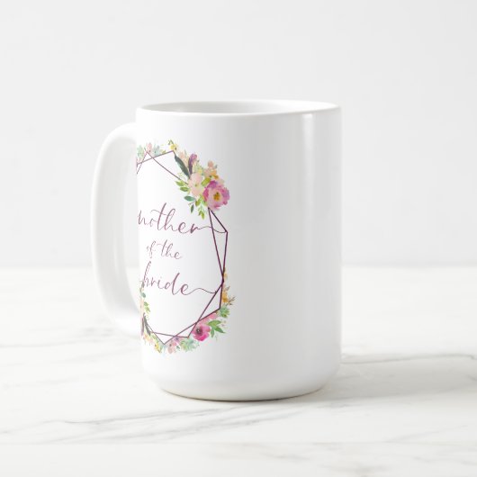 Bloeiende Chique Mint & Blush Moeder van de Bruid Koffiemok (Voorkant links)