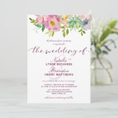 Bloeiende Chique Mint & Blush Roze Bloemen Bruilof Kaart (Staand voorkant)