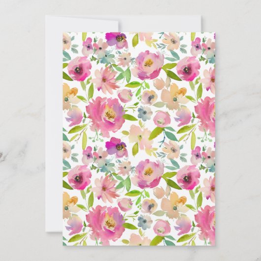 Bloeiende Chique Mint & Blush Roze Bloemen Bruilof Kaart (Achterkant)