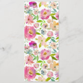 Bloeiende chique munt & blush roze bloemendiner menu (Achterkant)