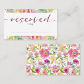 Bloeiende Chique Roze Bloemen Gereserveerde Zitpla Plaatskaartje (Voorkant / Achterkant)
