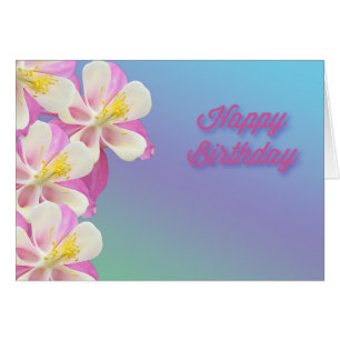 Bloeiende Columbine Bloem Gelukkige Verjaardag