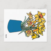 Bloeiende continue lijn bloemen in vaas briefkaart (Voorkant)