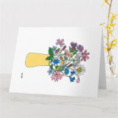 Bloeiende continue lijn bloemen in vaas kaart (Gele Bloem)