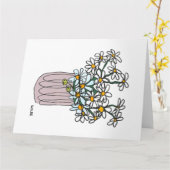 Bloeiende continue lijn bloemen in vaas kaart (Gele Bloem)