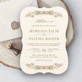 Bloeiende Crème Goud Islamitisch Moslim Bruiloft Kaart