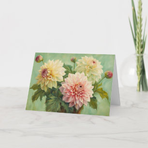 Bloeiende Dahlia Bloemen Illustratie Kaart