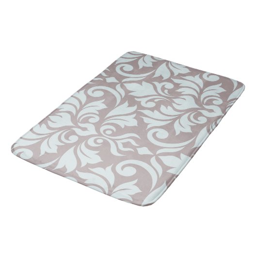 Bloeiende Damask Art I Duck Egg Blue op Taupe Badmat (Gekanteld)