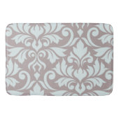 Bloeiende Damask Art I Duck Egg Blue op Taupe Badmat (Voorkant)