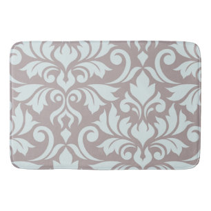 Bloeiende Damask Art I Duck Egg Blue op Taupe Badmat