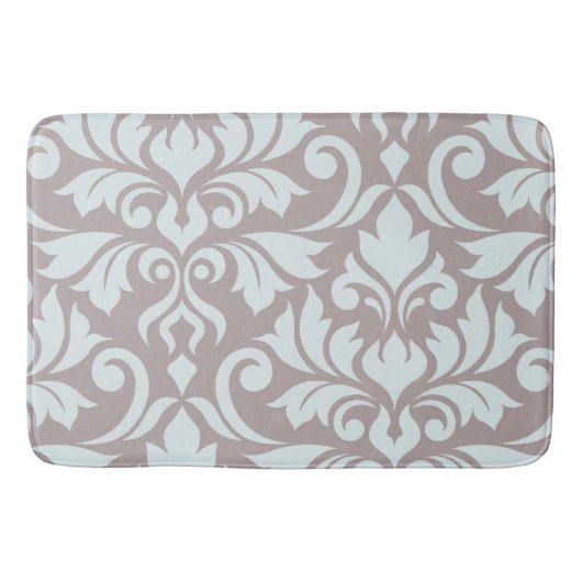 Bloeiende Damask Art I Duck Egg Blue op Taupe Badmat (Voorkant)