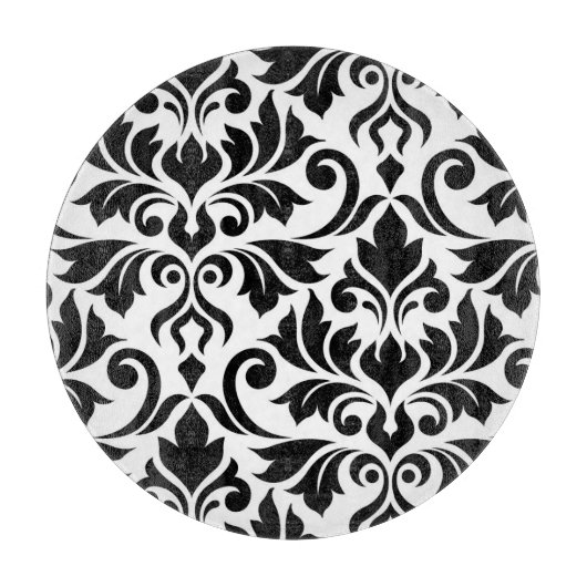 Bloeiende Damask Art I Zwart op Wit Snijplank (Voorkant)