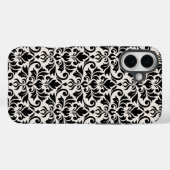 Bloeiende Damast Groot Patroon Zwart op Crème Case-Mate iPhone Case (Achterkant (horizontaal))