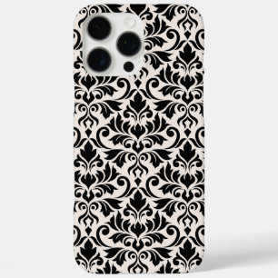 Bloeiende Damast Groot Patroon Zwart op Crème iPhone 16 Pro Max Hoesje