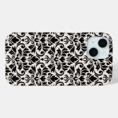 Bloeiende Damast Groot Patroon Zwart op Crème Case-Mate iPhone Case (Achterkant (horizontaal))