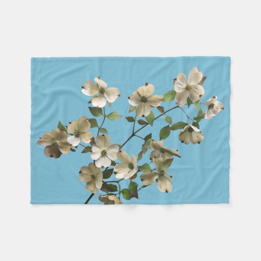 Bloeiende Dogwood Tree Branch Fleece Deken (Voorkant (Horizontaal))