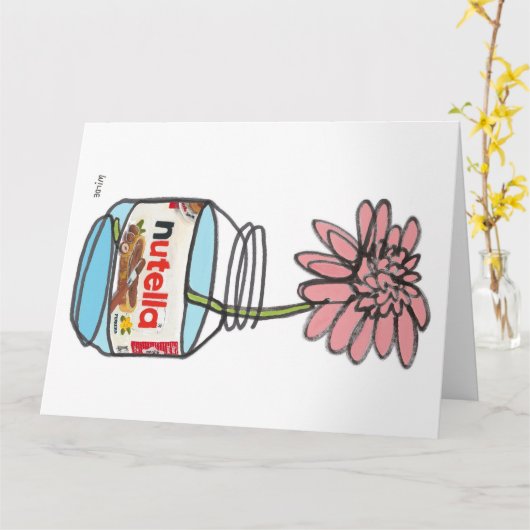 Bloeiende doorlopende lijn nutella en bloemen kaart (Gele Bloem)
