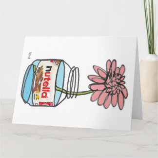 Bloeiende doorlopende lijn nutella en bloemen kaart