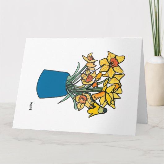 Bloeiende doorlopende lijnnarcissen in vaas kaart (Voorkant)