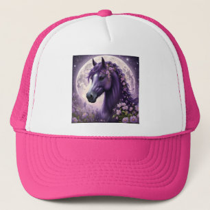 "Bloeiende Dromen: Het Paarse Bloemen Fantasiepaar Trucker Pet