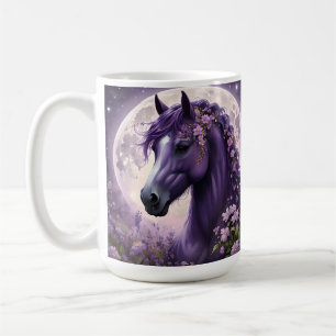 Bloeiende dromen: het Paarse Floral Fantasy Horse Koffiemok