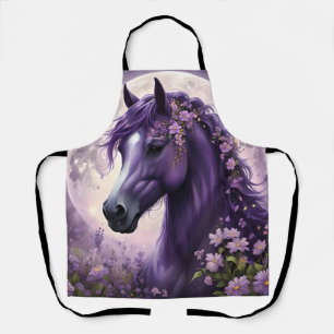 Bloeiende dromen: het Paarse Floral Fantasy Horse Schort