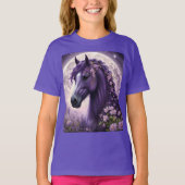 Bloeiende dromen: het Paarse Floral Fantasy Horse T-shirt (Voorkant)