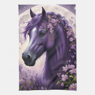 Bloeiende dromen: het Paarse Floral Fantasy Horse Theedoek