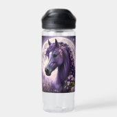 Bloeiende dromen: het Paarse Floral Fantasy Horse Waterfles (Achterkant)