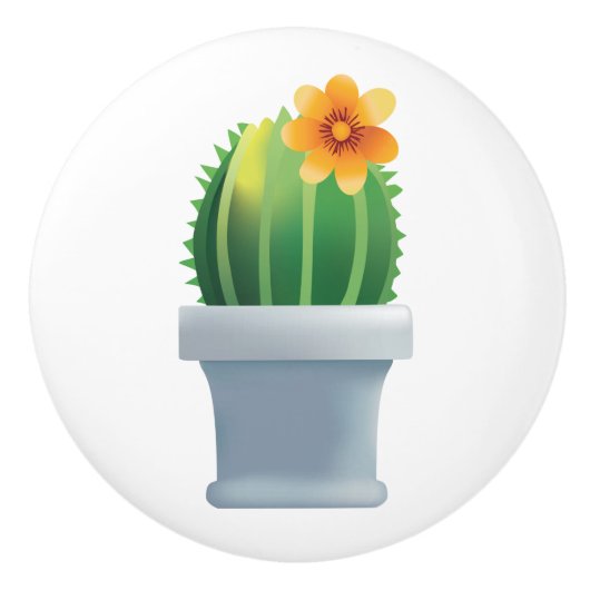 bloeiende echinocactus keramische knop (Voorkant)