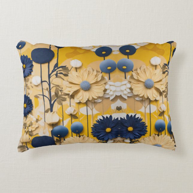 Bloeiende Elegantie: Bloemen Sierkussen Accent Kussen (Voorkant)