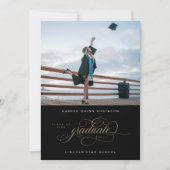 Bloeiende Elegantie Foto Afstuderen Aankondiging (Voorkant)