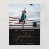 Bloeiende Elegantie Foto Afstuderen Aankondiging Briefkaart (Voorkant)